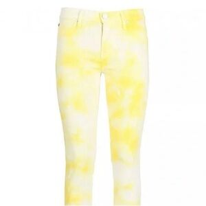 Hudson Yellow White Tie Dye Skinny Zipper Fly Jeans Made in the USA Size 28